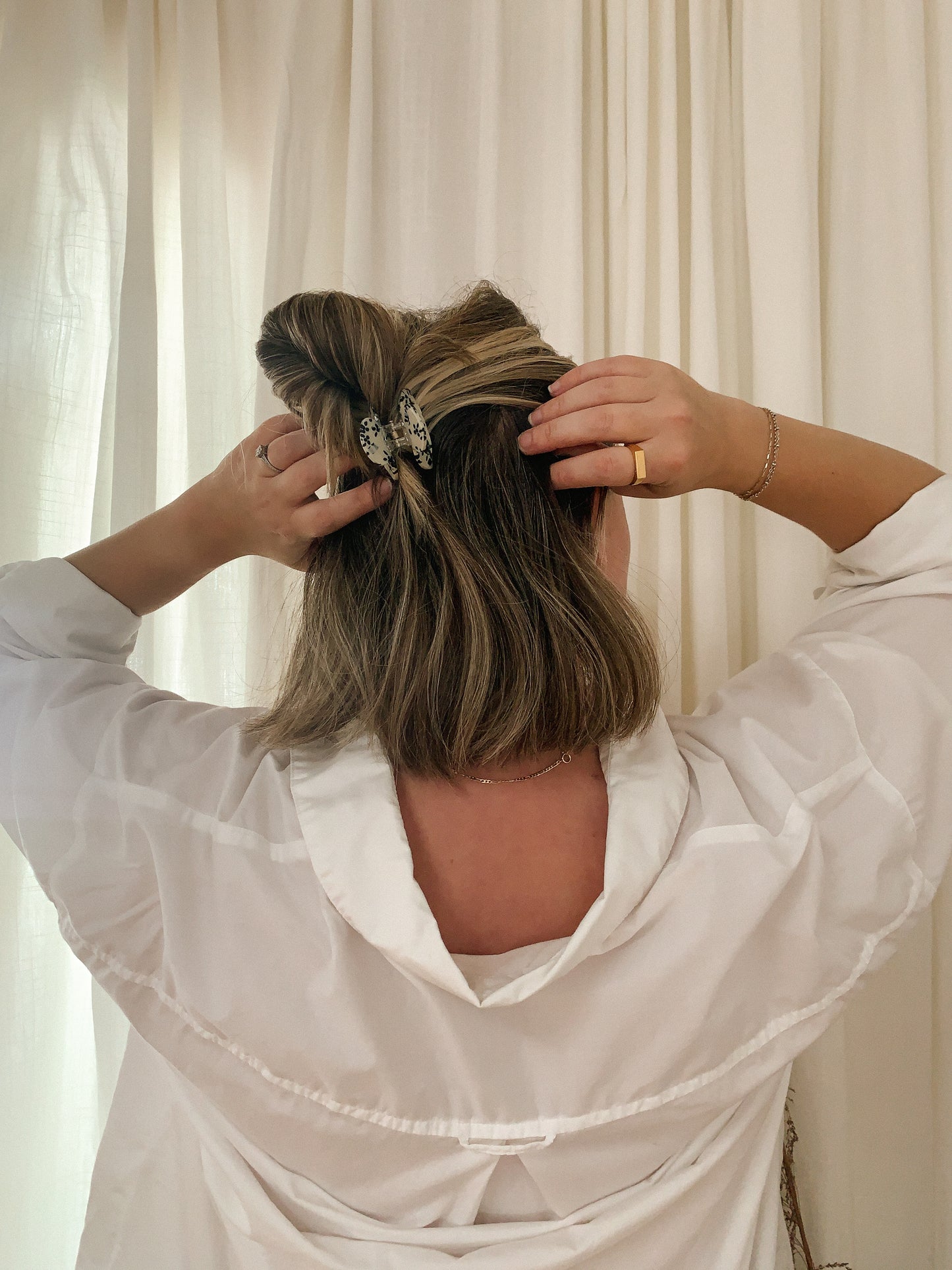 Cream and Black Speckled Hair Clip