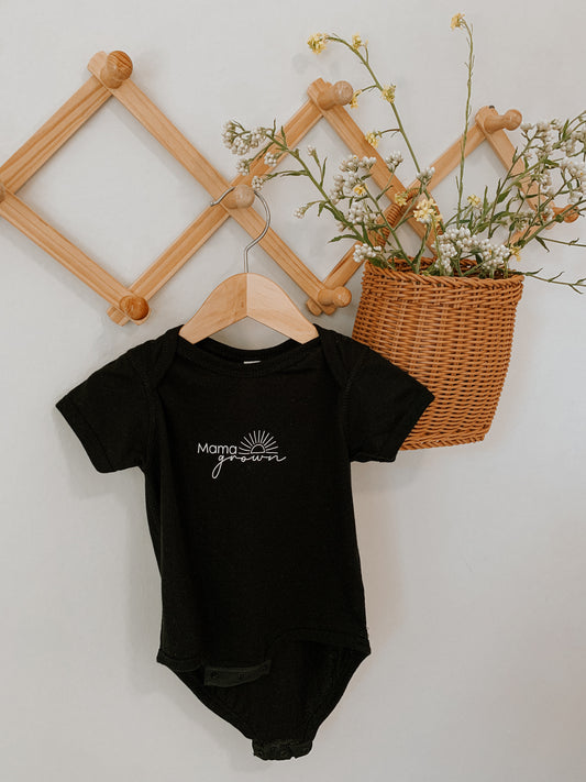 "Mama Grown" Baby Bodysuit-BLACK