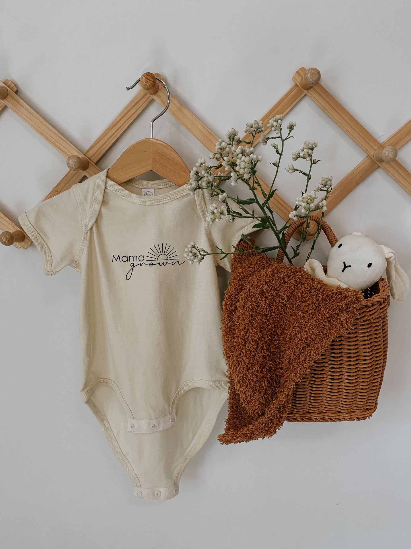 "Mama Grown" Baby Bodysuit- TAN