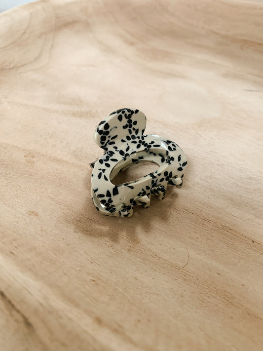 Cream and Black Speckled Hair Clip